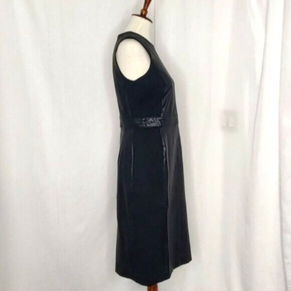SPANX Black Leather Dress M Like Combo Fitted Delux Sheath Sleeveless 2039 - Picture 10 of 14